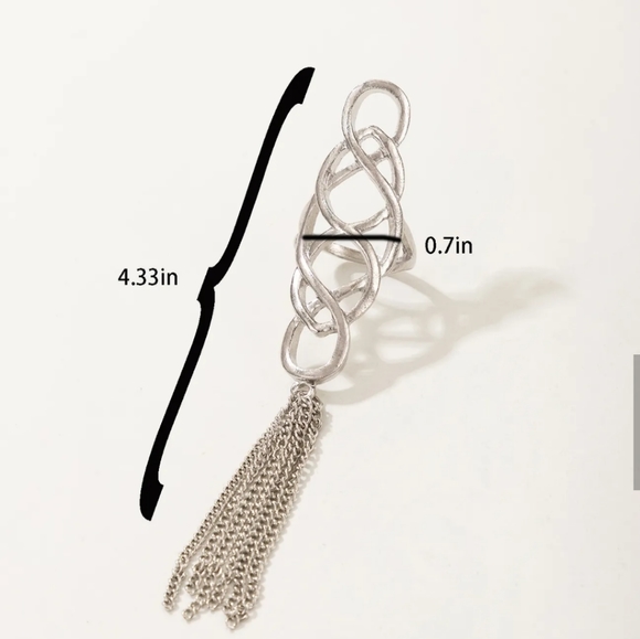 Silver Loops Tassel Chain Ring! - Picture 5 of 6